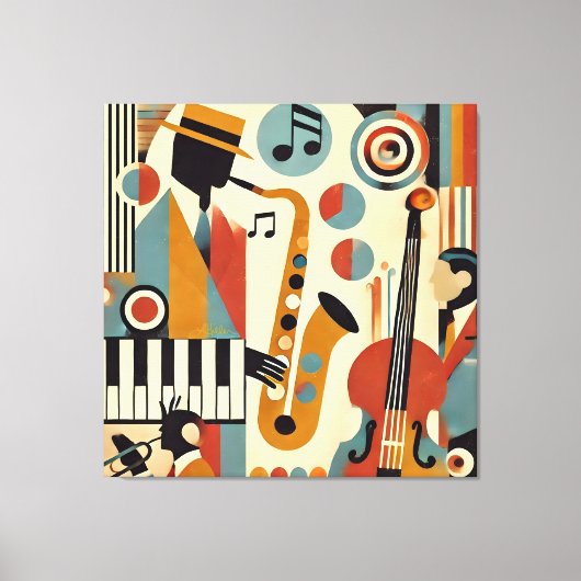 Mid Century Jazz Age Modern Minimalist Trio Canvas Afdruk (Voorkant)