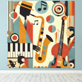 Mid Century Jazz Age Modern Minimalist Trio Canvas Afdruk (Insitu (Houten vloer))