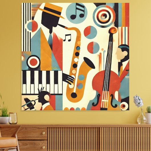 Mid Century Jazz Age Modern Minimalist Trio Canvas Afdruk (Insitu (Woonkamer))