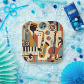 Mid Century Jazz Age Modern Minimalist Trio Papieren Bordje (Feest)