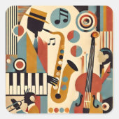 Mid Century Jazz Age Modern Minimalist Trio Vierkante Sticker (Voorkant)