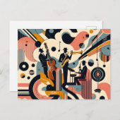 Mid Century Jazz Age Psychedelic Trio Briefkaart (Voorkant / Achterkant)