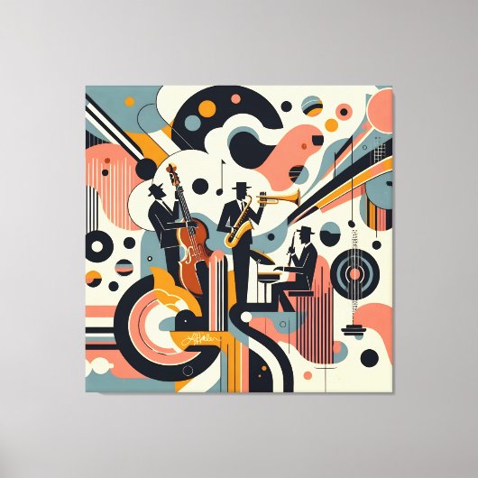 Mid Century Jazz Age Psychedelic Trio Canvas Afdruk (Voorkant)