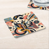Mid Century Jazz Age Psychedelic Trio Kartonnen Onderzetters (Schuin)