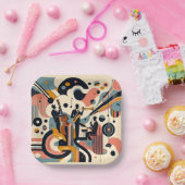 Mid Century Jazz Age Psychedelic Trio Papieren Bordje (Feest)