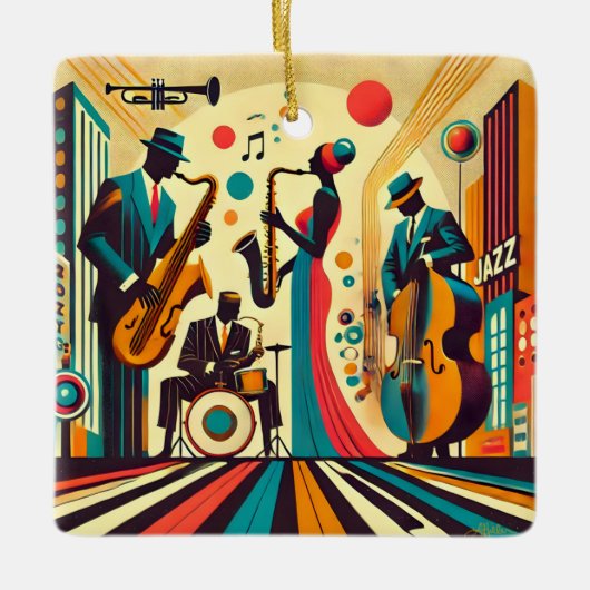 Mid Century Jazz Age Quartet Keramisch Ornament (Voorkant)