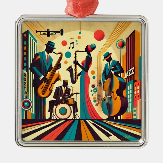 Mid Century Jazz Age Quartet Metalen Ornament (Voorkant)