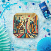 Mid Century Jazz Age Quartet Papieren Bordje (Feest)