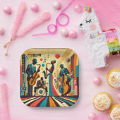 Mid Century Jazz Age Quartet Papieren Bordje (Feest)