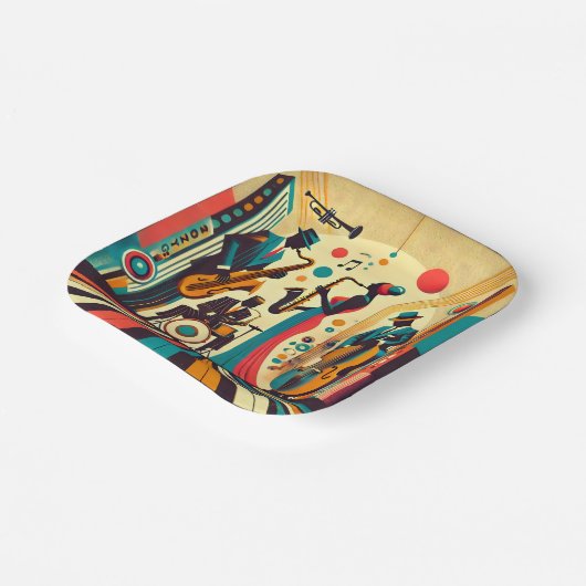 Mid Century Jazz Age Quartet Papieren Bordje (Gebogen)