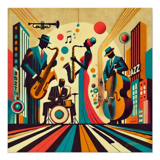 Mid Century Jazz Age Quartet Perfect Poster (Voorkant)