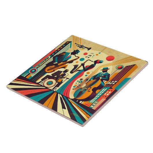 Mid Century Jazz Age Quartet Tegeltje (Zijkant)