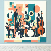 Mid Century Jazz Age Sextet Canvas Afdruk (Insitu (Houten vloer))