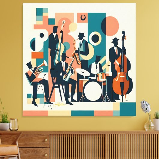 Mid Century Jazz Age Sextet Canvas Afdruk (Insitu (Woonkamer))