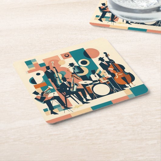 Mid Century Jazz Age Sextet Kartonnen Onderzetters (Schuin)