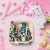 Mid Century Jazz Age Sextet Papieren Bordje (Feest)