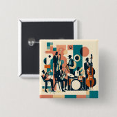 Mid Century Jazz Age Sextet Vierkante Button 5,1 Cm (Voorkant /achterkant)