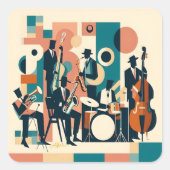Mid Century Jazz Age Sextet Vierkante Sticker (Voorkant)
