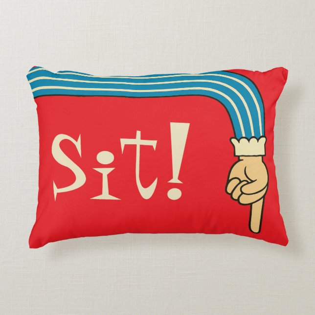 Mid- Century Jazzy Pointing Hand/Finger Manicule Accent Kussen (Voorkant)