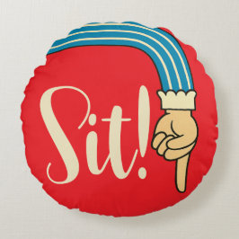 Mid- Century Jazzy Pointing Hand/Finger Manicule Rond Kussen