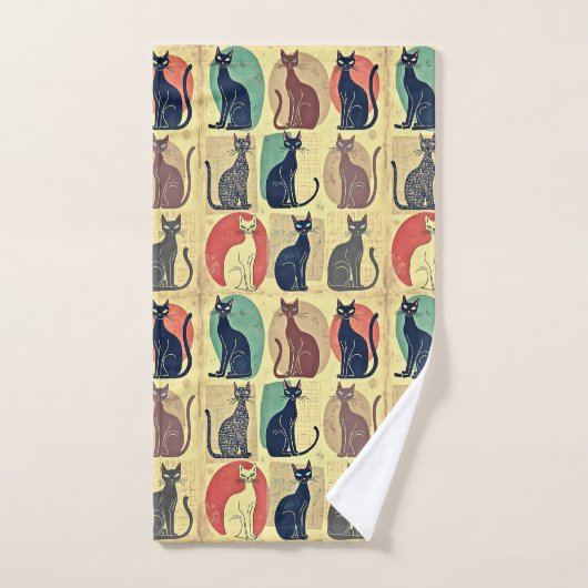 mid-century katten bad handdoek (Handdoek)