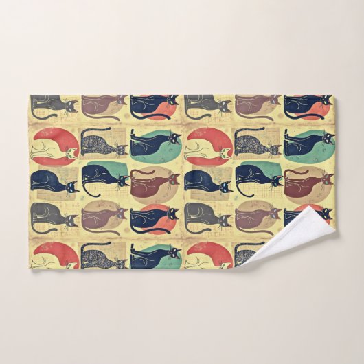  mid-century katten bad handdoek (Handdoek)