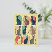  mid-century katten briefkaart (Staand voorkant)