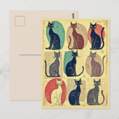  mid-century katten briefkaart (Voorkant / Achterkant)