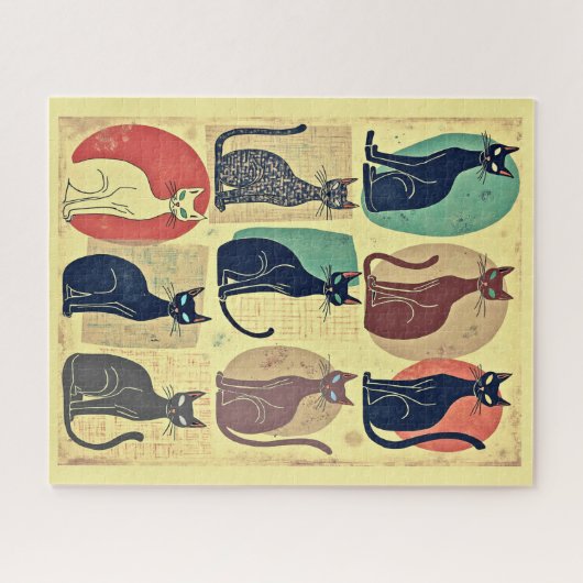  mid-century katten legpuzzel (Horizontaal)