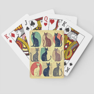 mid-century katten pokerkaarten