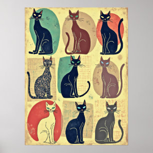  mid-century katten poster