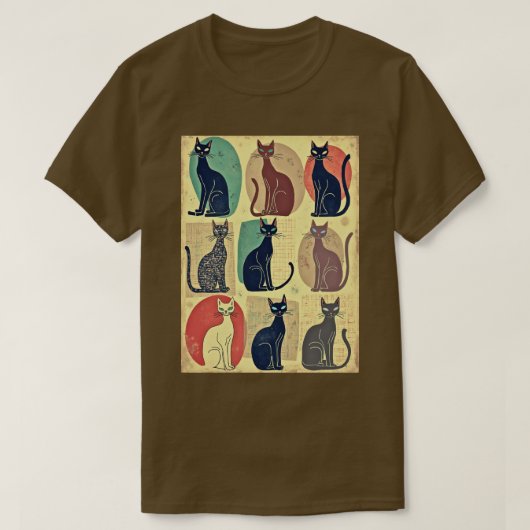 mid-century katten t-shirt (Design voorkant)