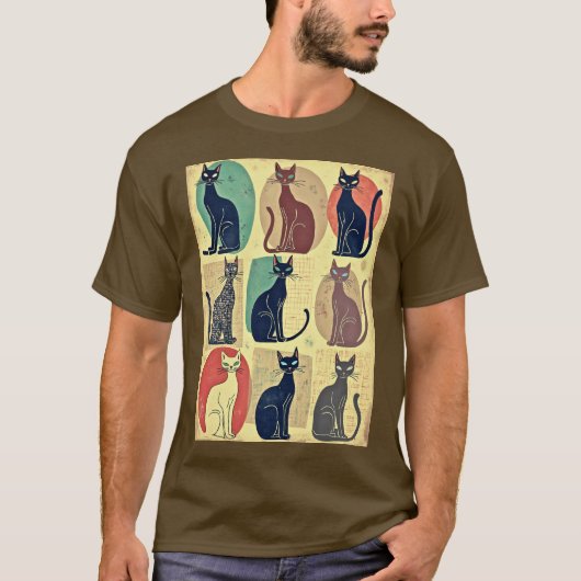  mid-century katten t-shirt (Voorkant)