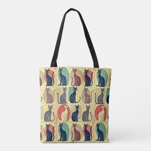  mid-century katten tote bag (Achterkant)