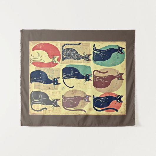  mid-century katten wandkleed (Voorkant (horizontaal))