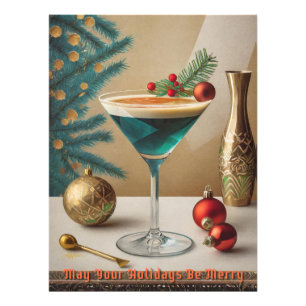 Mid Century Kerst Cocktailparty Happy Hour Foto Afdruk