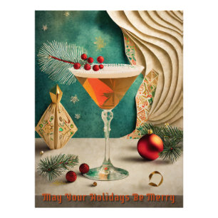 Mid Century Kerst Cocktailparty Happy Hour Foto Afdruk
