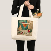Mid Century Kerst Cocktailparty Happy Hour Grote Tote Bag (Voorkant (product))