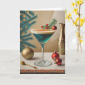 Mid Century Kerst Cocktailparty Happy Hour Kaart (Gele Bloem)