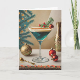 Mid Century Kerst Cocktailparty Happy Hour Kaart