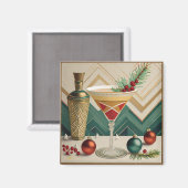 Mid Century Kerst Cocktailparty Happy Hour Magneet (Voorkant / Achterkant)
