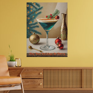 Mid Century Kerst Cocktailparty Happy Hour Poster