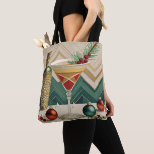 Mid Century Kerst Cocktailparty Happy Hour Tote Bag