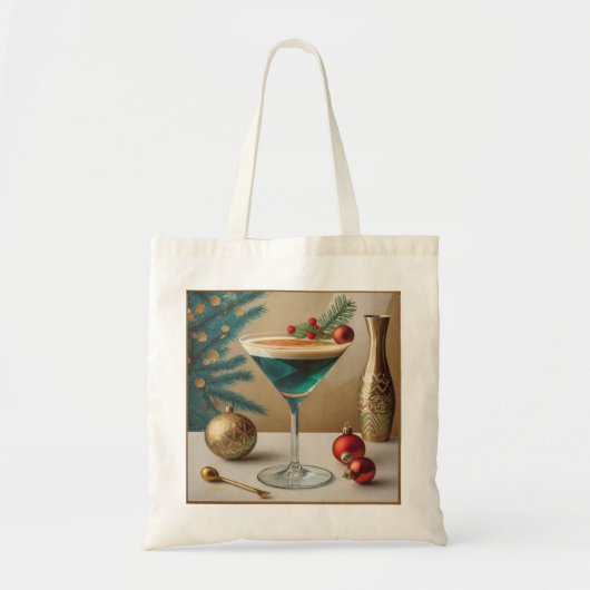 Mid Century Kerst Cocktailparty Happy Hour Tote Bag (Voorkant)