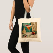 Mid Century Kerst Cocktailparty Happy Hour Tote Bag (Voorkant (product))