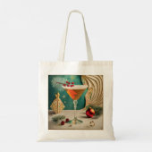 Mid Century Kerst Cocktailparty Happy Hour Tote Bag (Achterkant)