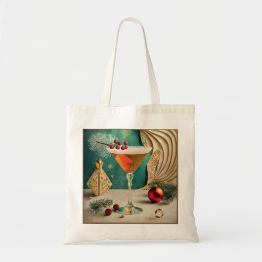 Mid Century Kerst Cocktailparty Happy Hour Tote Bag (Voorkant)
