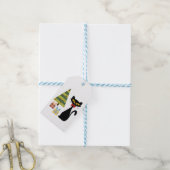 Mid Century Kerst kat Gift Label Cadeaulabel (Met Touw)