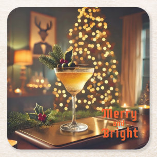 Mid Century Kerst Mis Feestelijke Cocktails Kartonnen Onderzetters