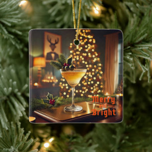 Mid Century Kerst Mis Feestelijke Cocktails Keramisch Ornament